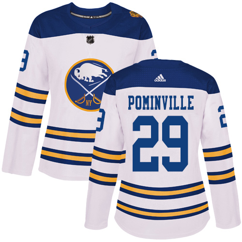 Adidas Sabres #29 Jason Pominville White Authentic 2018 Winter Classic Women's Stitched NHL Jersey - Click Image to Close
